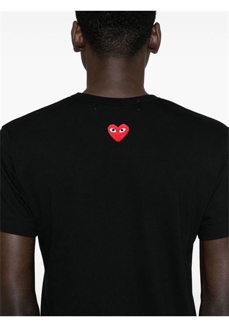red emblem t-shirt unisex black COMME DES GARÇONS PLAY | AX-T340-0511
